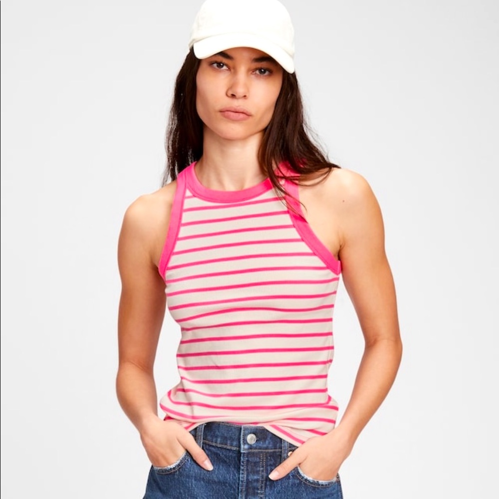 Gap pink and white striped tank top S